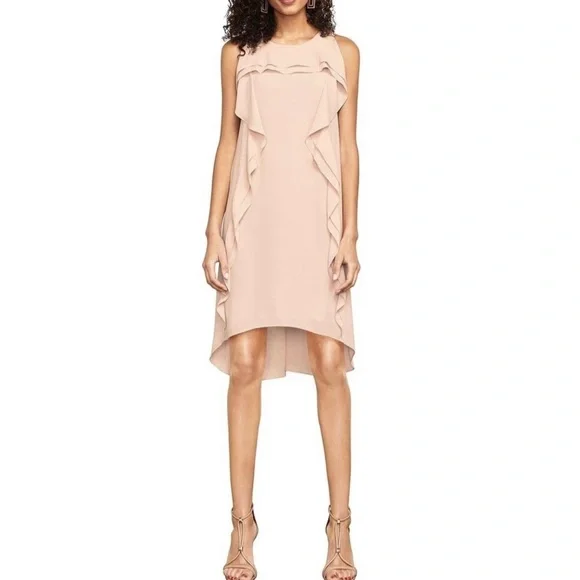 BCBGMAXAZRIA PINK ASYMMETRICAL RUFFLE MINI DRESS - Picture 11 of 11